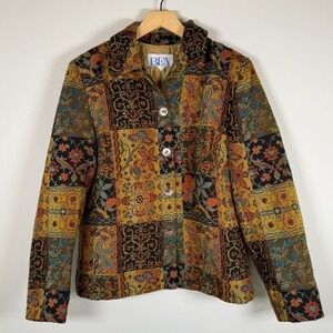 BFA Classics Vintage VTG Floral Patchwork Mixed Print Button Down Blazer Jacket